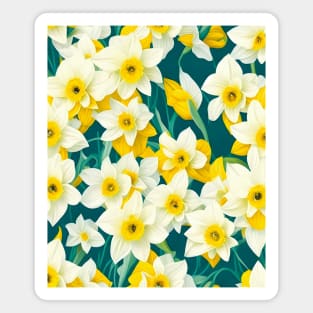 White Yellow Daffodil Field Fantasy Magnet